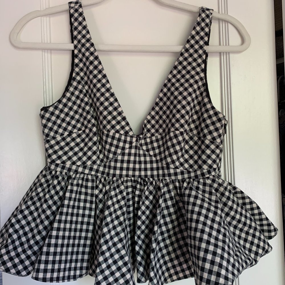Zara Gingham Flare Crop Top